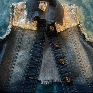 Girls size small denim vest sparkles